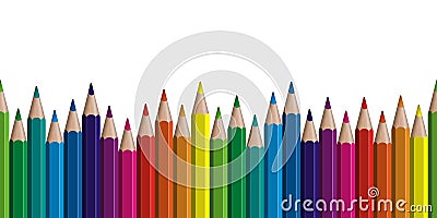 seamless colored pencils row Vector Illustration