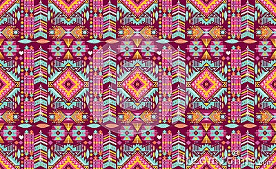 Seamless colorful aztec geometric pattern Stock Photo