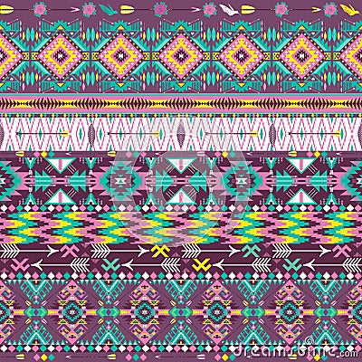 Seamless colorful aztec geometric pattern Stock Photo