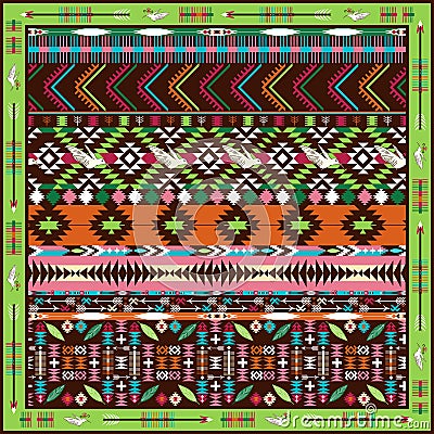 Seamless colorful aztec geometric pattern Stock Photo