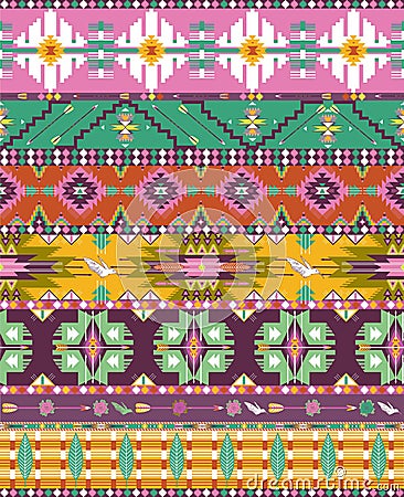 Seamless colorful aztec geometric pattern Stock Photo