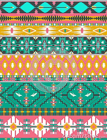 Seamless colorful aztec pattern with birds Stock Photo