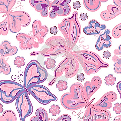 Seamless colorful butterfly pattern. Vector illustration Vector Illustration