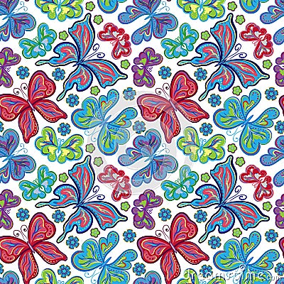 Seamless colorful butterfly pattern. Vector illustration Vector Illustration