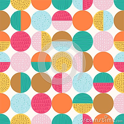 Seamless colorful circle sphere textured pattern Vector Illustration