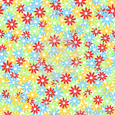 Seamless colorful floral pattern. Chaotic .Vektor Cartoon Illustration