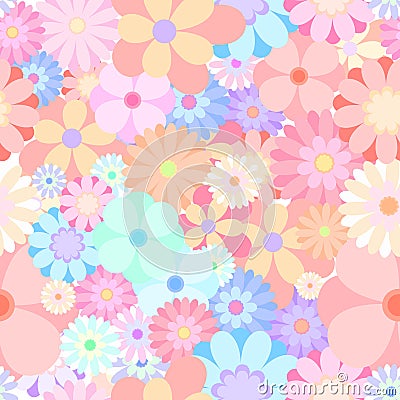Seamless colorful flower blooming medley pattern background vect Stock Photo