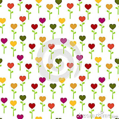 Seamless colorful Heart flowers Stock Photo