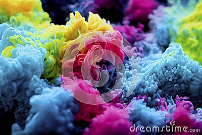 Seamless colorful ink color splats pattern in cmyk colours. ai generative. Stock Photo