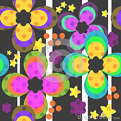 Seamless colorful kids floral pattern with flowers Stock Photo