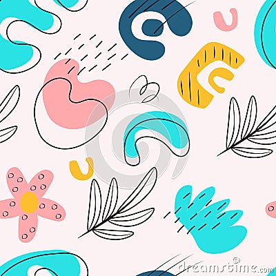 Seamless colorful memphis pattern design vector. Irregular shape design Vector Illustration