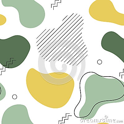 Seamless colorful memphis pattern design vector. Irregular shape design Vector Illustration