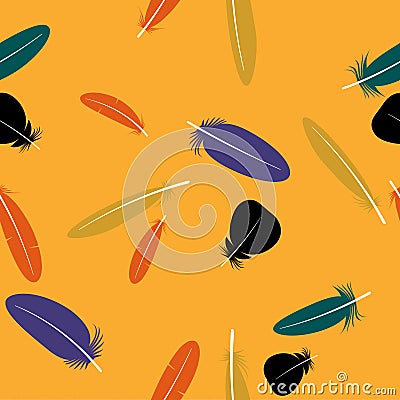 Seamless colorful multicolor pattern with feathers. Design elements for textiles, covers and web. Vector illustration. Vector Illustration