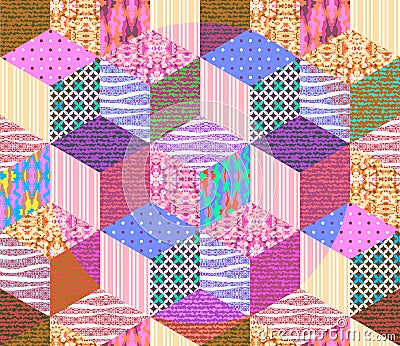 Seamless colorful patchwork pattern. Beautiful creative design Stock Photo