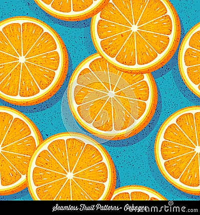 Seamless colorful pattern of sliced oranges Vector Illustration