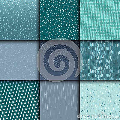 Seamless colorful rain drops pattern background vector water blue nature raindrop abstract illustration Vector Illustration