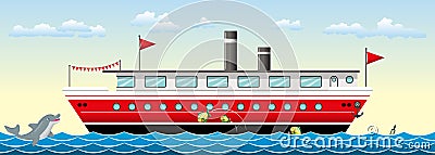 Seamless colorful ship background Vector Illustration