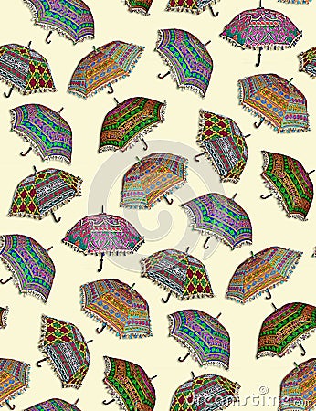 Seamless colorful umbrella pattern Stock Photo