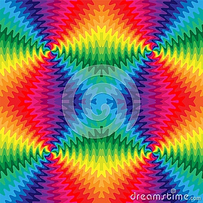 Seamless Colorful Wavy Lines Intersect in the Center. The Visual Illusion Of Movement Vector Illustration