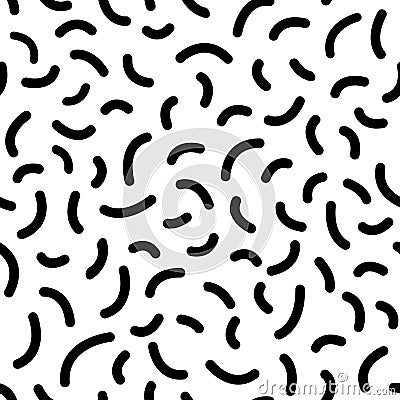 Seamless confetti pattern creating a dynamic visual effect, featuring scattered, curved shapes reminiscent of confetti Vector Illustration