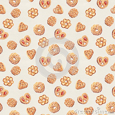 Seamless cookies wallpaper. Baking food design Stock Photo