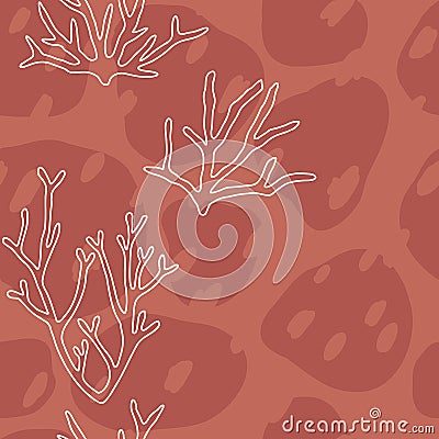 Seamless coral and plankton background. Vector Illustration