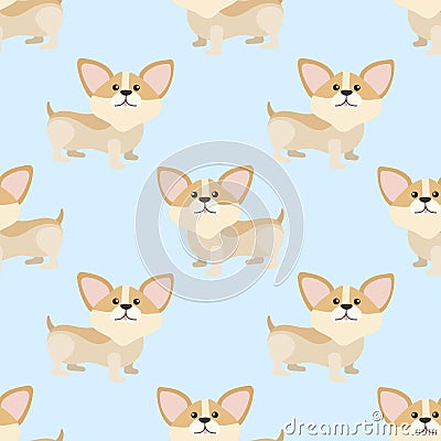 Seamless corgi dog cartoon pattern Vector Illustration