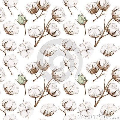Seamless cotton pattern Vector Illustration