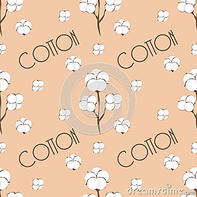 Seamless Cotton Pattern. Seamless cotton bud vector illustration for packaging or fabric print. Cartoon Illustration