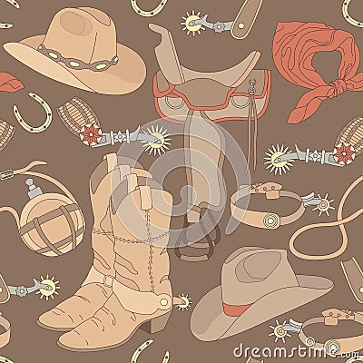 Seamless cowboy pattern Vector Illustration