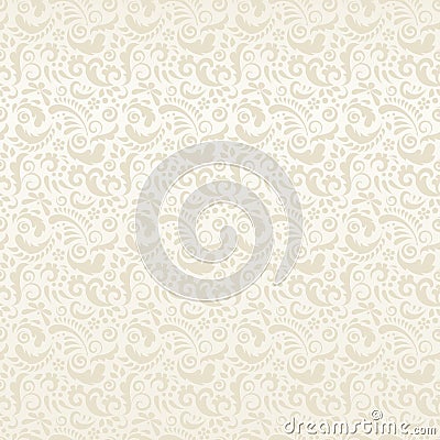 Seamless cream abstract pattern with plant elements Vector Illustration