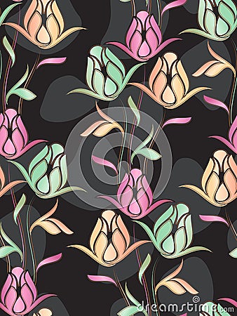 Seamless creative background of rose Vector Illustration