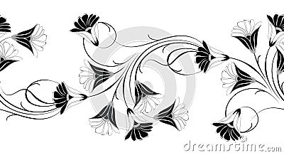 Seamless creative monochrome flower border Vector Illustration