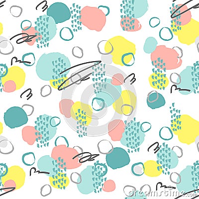 Seamless creative pattern. Artistic repeating background with abstract hand drawn shapes. Vector Illustration