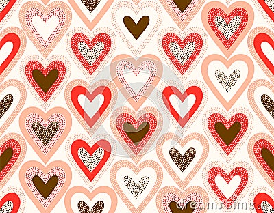 Seamless creative stylish doodle dots heart playful pattern Vector Illustration