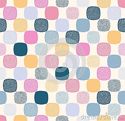 Seamless creative stylish rounded square with dots textured playful pattern Vector Illustration