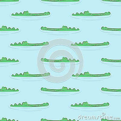 Seamless crocodile pattern. Alligators in water Vector Illustration