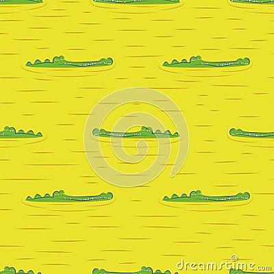 Seamless crocodile pattern. Alligators in water. Vector Illustration