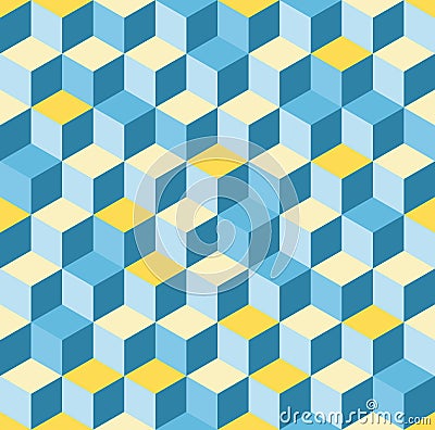 Seamless cube pattern - modern hexagonal cuboid design Vector Illustration