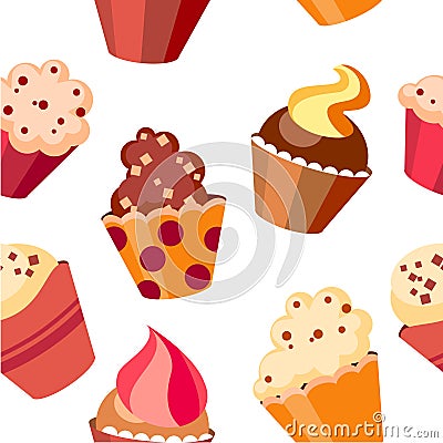 Seamless cupcake pattern Vector Illustration