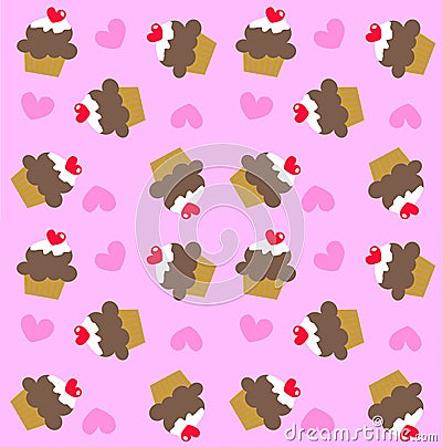 Seamless cupcake pattern Vector Illustration