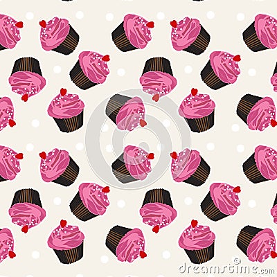 Seamless cupcake pattern.Vector cupcake Background Pattern Vector Illustration