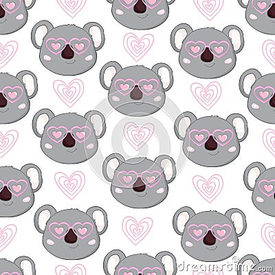 Seamless Cute Cartoon Koala Pattern Vector Vector Illustration