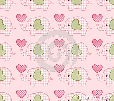 Seamless cute elephant pattern Vector Illustration