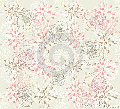 Seamless cute floral pattern Vector Illustration