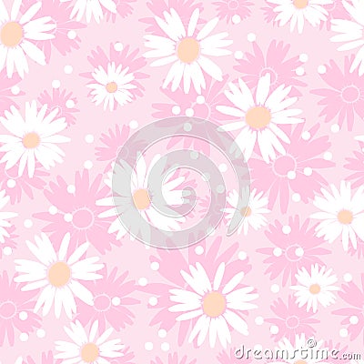 Seamless cute flower background Vector Illustration