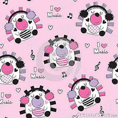 Seamless cute hedgehog pattern vector illustration Vector Illustration