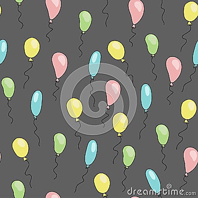 Seamless cute pattern with cartoon balloons Vector Illustration