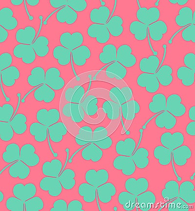 Seamless cute pattern with clover, trefoil Endless background texture for wallpapers, packaging, textile, crafts Stock Photo
