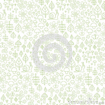 Seamless cute seasonal pattern with forest mushrooms Vector Illustration